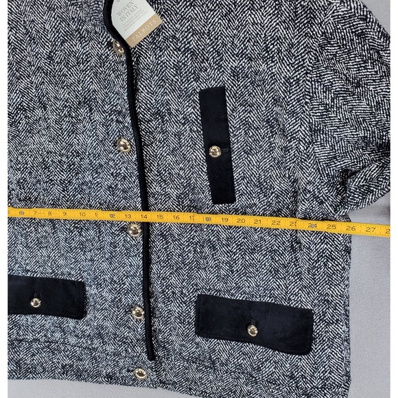 Talbots Boucle Herringbone Jacket Woven Italy Size 2X Career Mob Wife Wool Blend - Picture 7 of 8